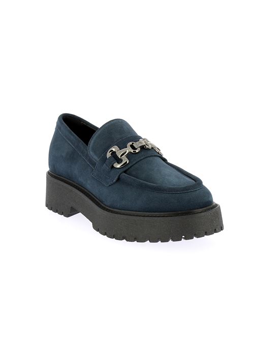 mocassino da donna in camoscio blu NERO GIARDINI | I411390D207